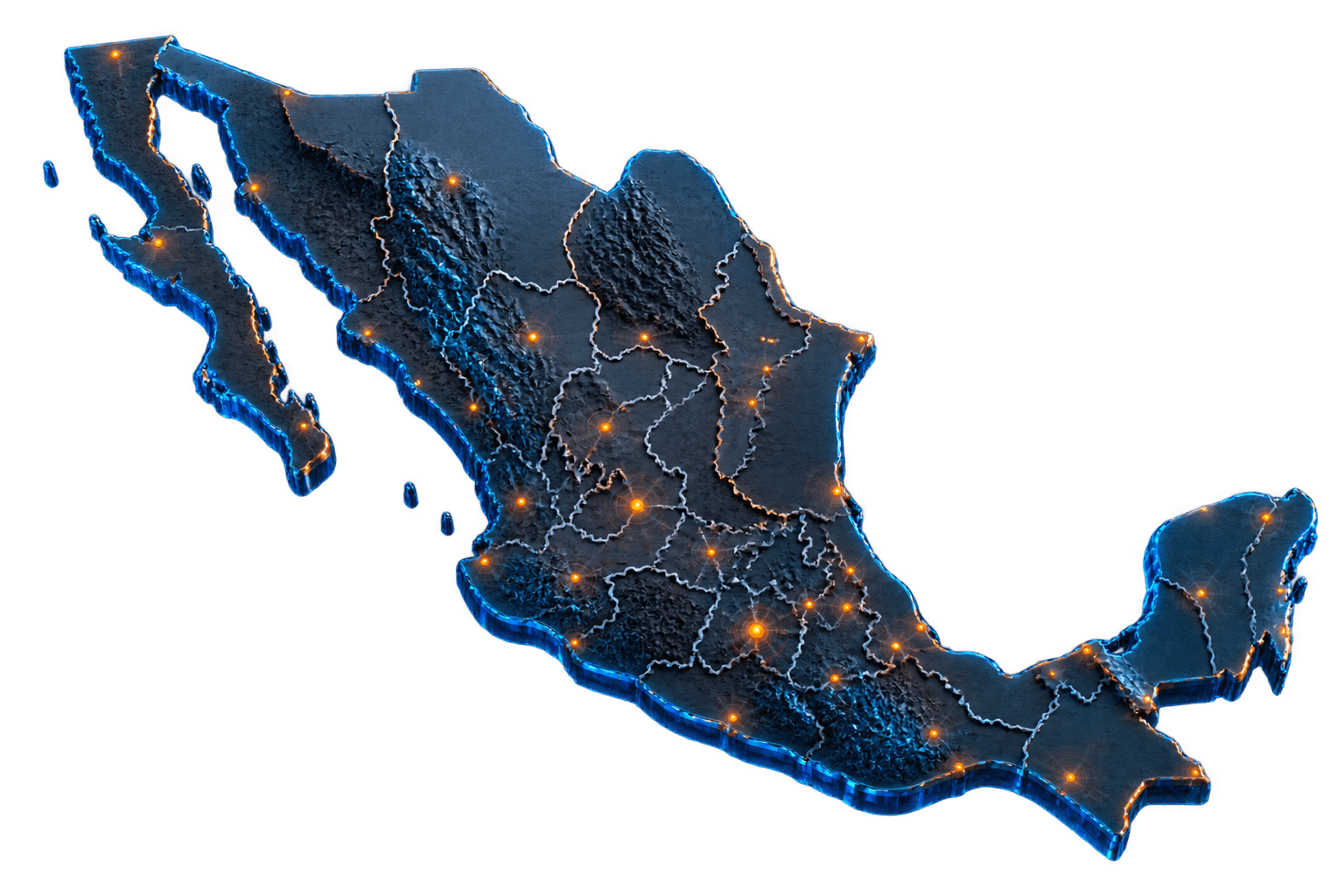 Mapa de México con cobertura operativa nacional de Métrica BTL