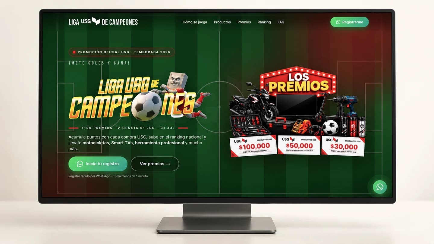 Presentación editorial creada con IA a partir de la landing original Liga USG de Campeones